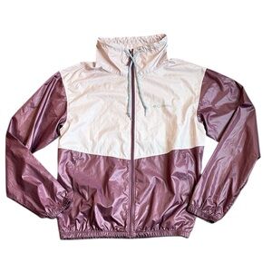 Columbia Windbreaker Women's M Pink Morning View Collared Full Zip Jacket